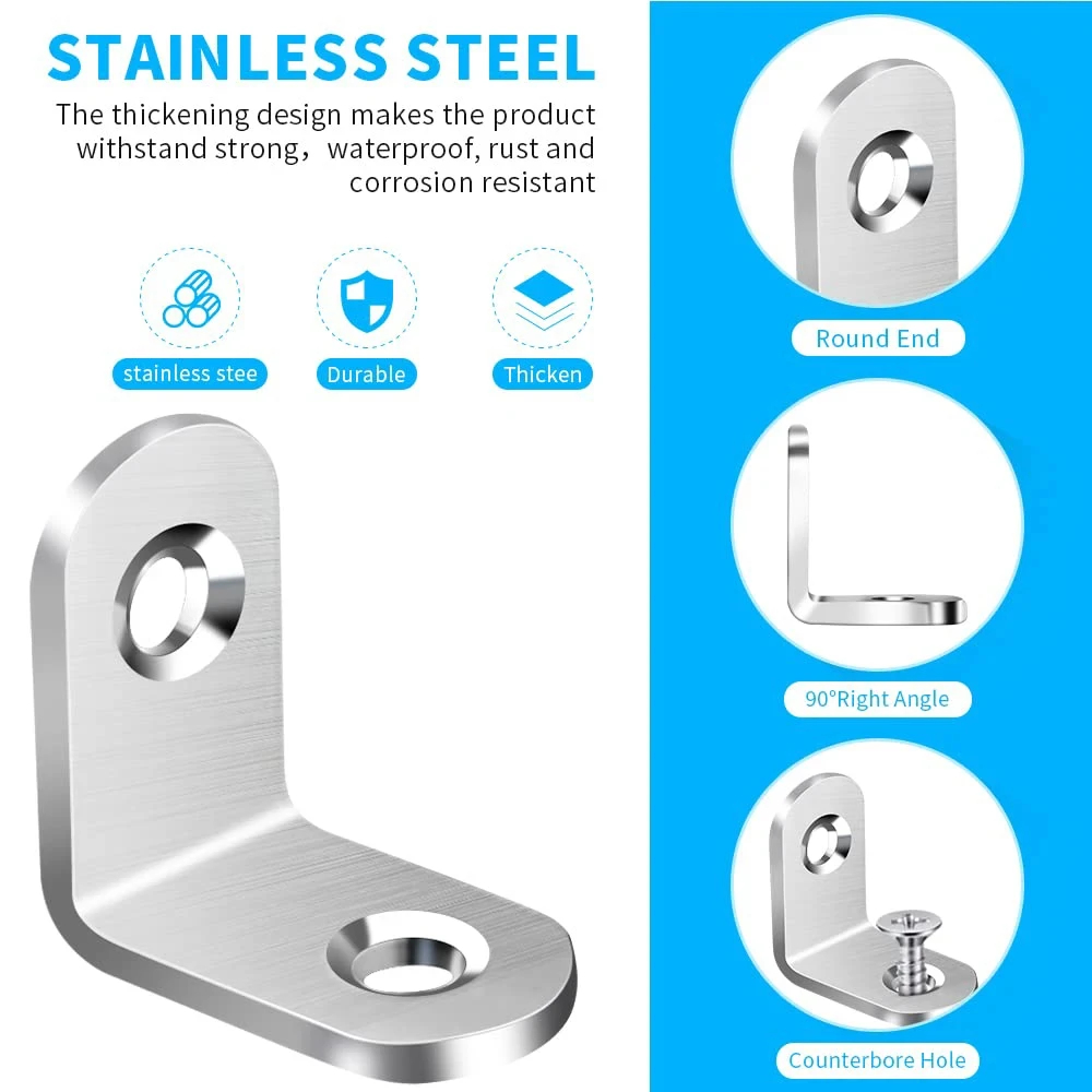 Stainless Steel L Brackets Rig - Furniture Hardware Wood ulasan dan harga